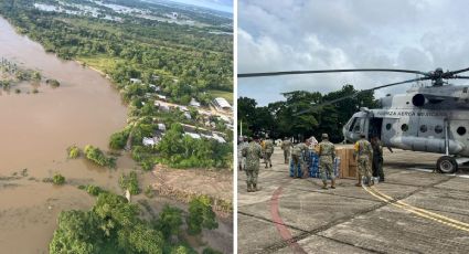 Sedena establece puente aéreo para apoyar a familias afectadas por inundaciones en Veracruz