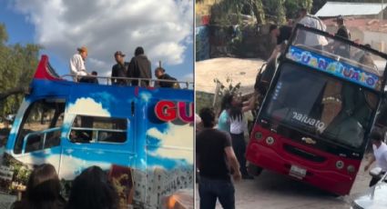 ¡Sustazo! Santa Fe Klan sufre accidente en turibús de Guanajuato | VIDEO