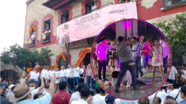 Maestros ebrios del SNTE riñen en pleno Xantolo de Huejutla; así pasó