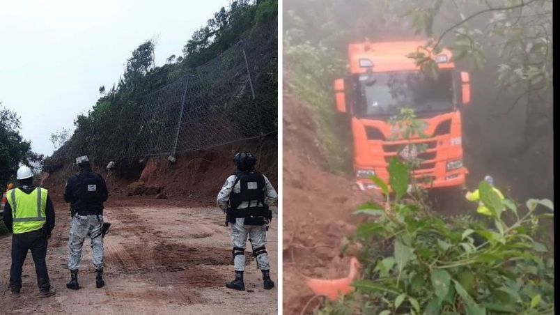 En fotos y videos se muestran tráileres debajo del lodo