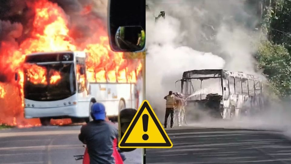 Fuerte incendio consume autobús de pasajeros en carretera Atoyac - Paso del Macho