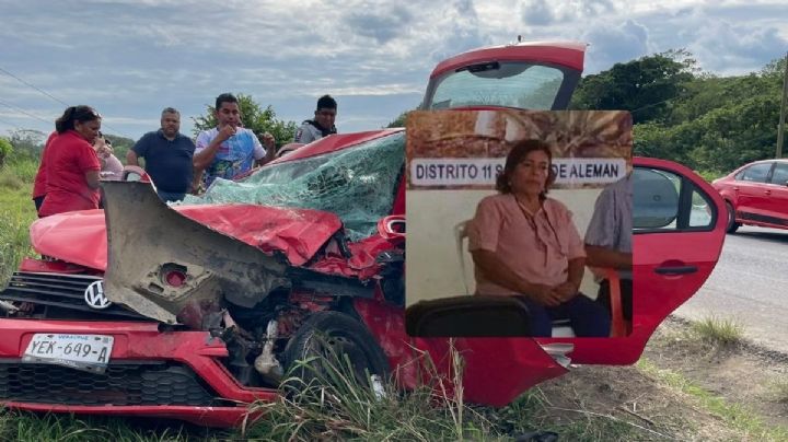 Maestra Yolanda murió en accidente de auto en carretera de Acayucan