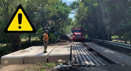 Socavón en carretera Nautla – Cardel: Colocan cajones de concreto y reabren paso vehicular