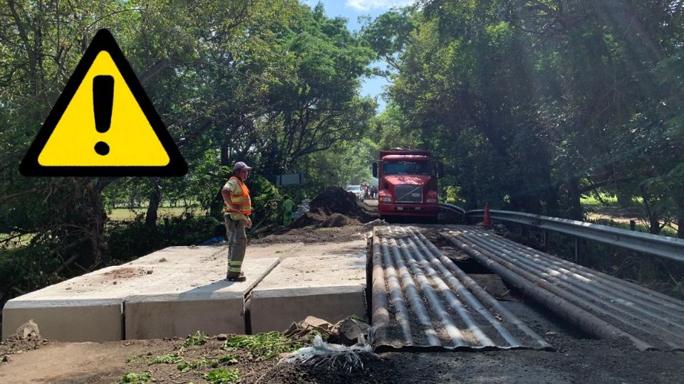 Socavón en carretera Nautla – Cardel: Colocan cajones de concreto y reabren paso vehicular