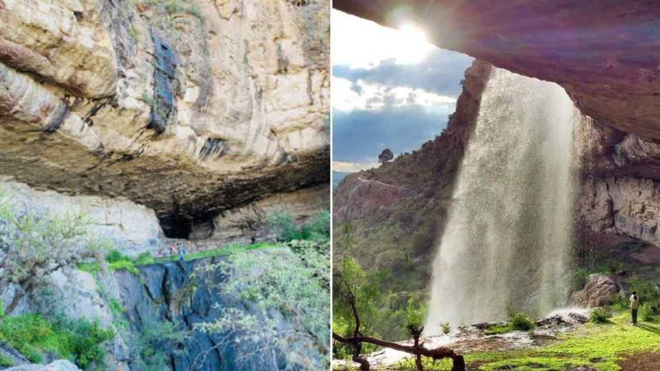 Cueva Longa, antes y durante la temporada de lluvias.