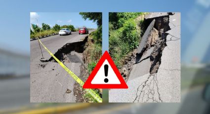 Se forma socavón en distribuidor vial de la Cabeza Olmeca en carretera Veracruz - Xalapa