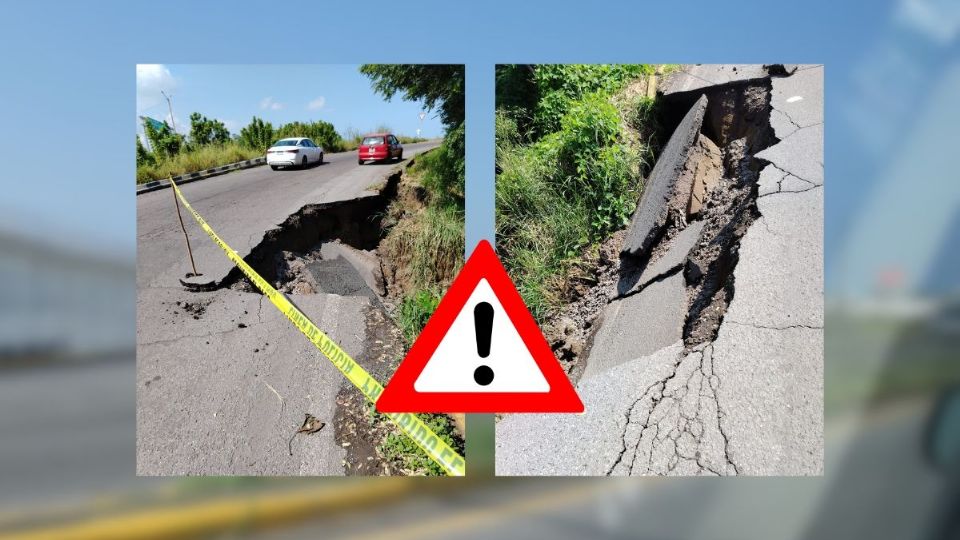 Se forma socavón en distribuidor vial de la Cabeza Olmeca en carretera Veracruz - Xalapa