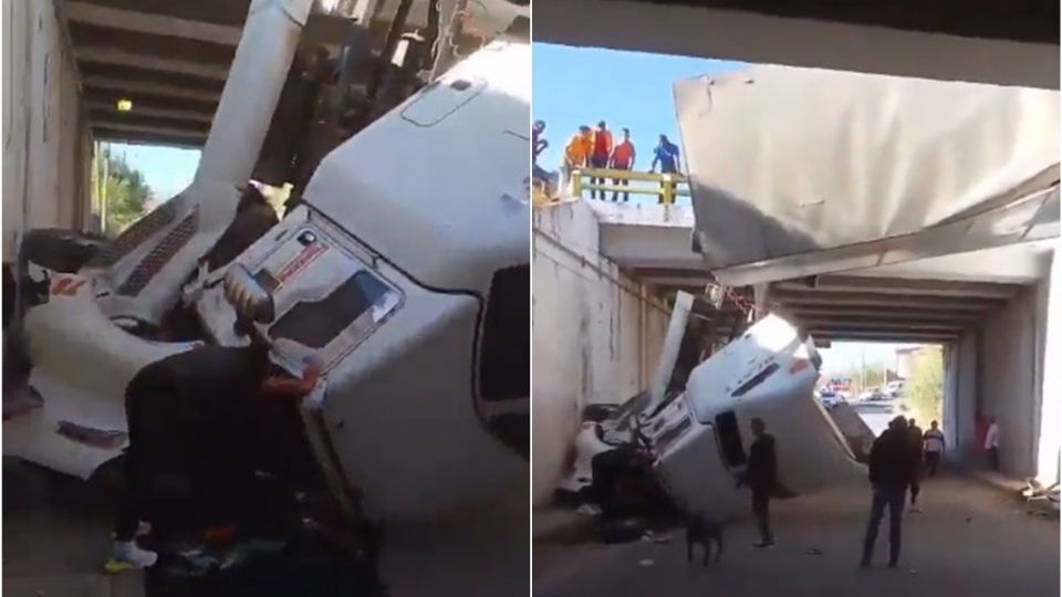 Tráiler volcado provoca caos en la México-Querétaro