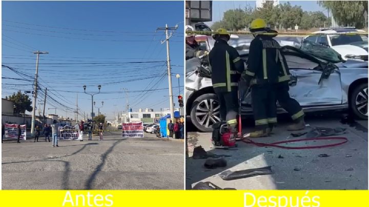 Tras bloqueo en bulevar de Pachuca se registra accidente: al menos 7 heridos
