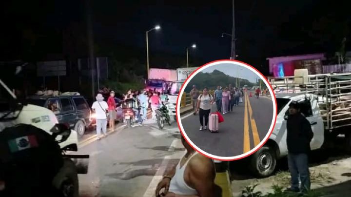 Bloqueo en Alvarado cumple más de 12 horas; personas cruzan a pie