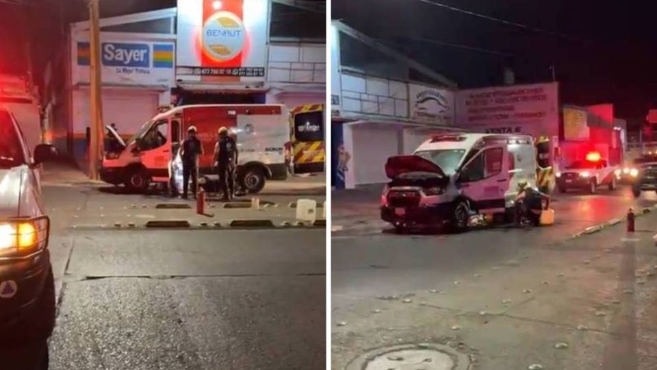 El conductor de la ambulancia logró sofocar las llamas del vehículo.
