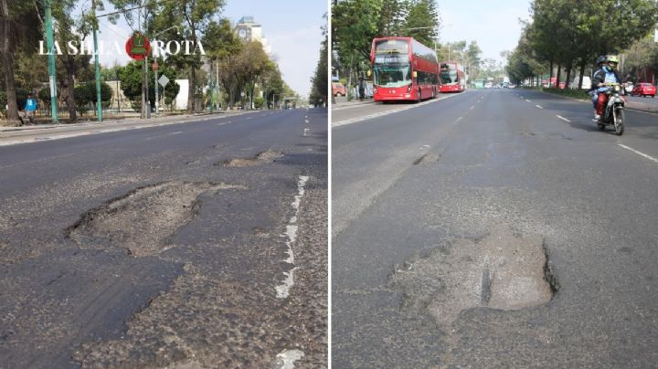 Paseo de Reforma, una pista de obstáculos: Llena de baches, hoyos, parches…