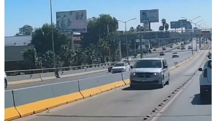 A toda velocidad y en sentido contrario, captan a camioneta en bulevar Aeropuerto| VIDEO