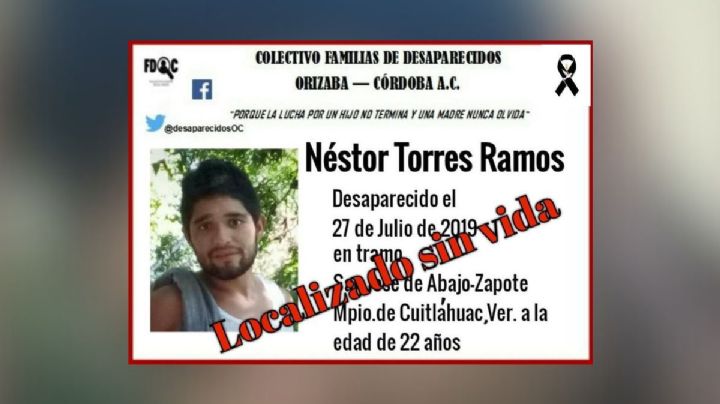 Néstor desapareció en Cuitláhuac, Veracruz en 2019; tras 5 años, fue localizado sin vida