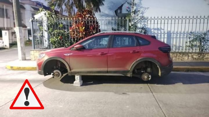 Auto amanece sin llantas en Córdoba; temen regreso de ola de robos