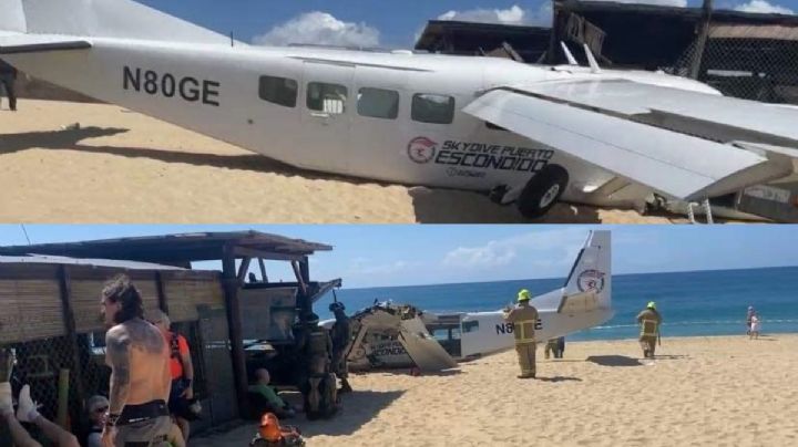 Avionazo en playa de Puerto Escondido deja un muerto, llevaba a 17 extranjeros  | VIDEO