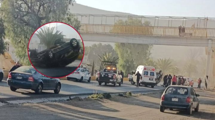 Pachuca- Actopan: Volcadura de auto deja una persona lesionada