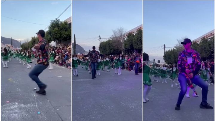 Reaparece profesor de baile que conquista corazones en desfiles y saca pasos prohibidos, ahora fue en Mixquiahuala | VIDEO