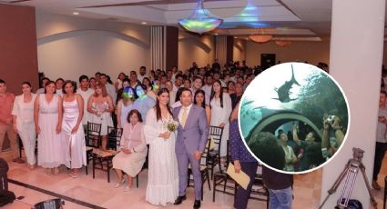 Más de 100 parejas se casan en bodas colectivas del Acuario de Veracruz