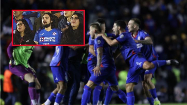 Aficionado celebra triunfo del Cruz Azul besando a novia y "amante" | VIDEO
