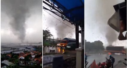 Enorme tornado arrasa con campos y casas en Indonesia | VIDEO