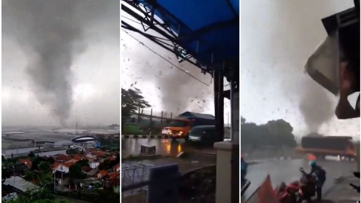 Enorme tornado arrasa con campos y casas en Indonesia | VIDEO