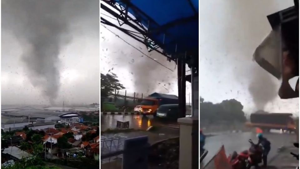 Enorme tornado arrasa con campos y casas en Indonesia | VIDEO