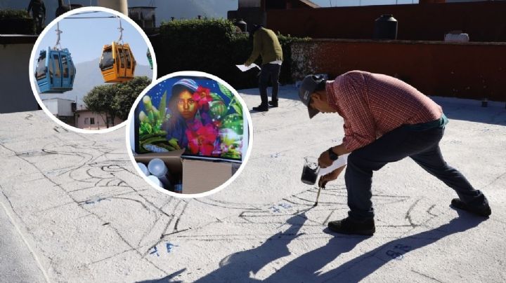 Artistas pintan murales en azoteas por donde pasa el Teleférico de Orizaba