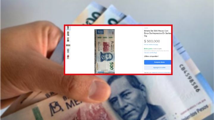 Así se ve el billete de 500 que se vende en 500,000 pesos; este es el error
