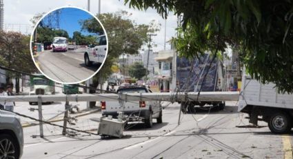 Camión de pasaje tira poste, deja caos vial y sin luz a Boca del Río | VIDEO