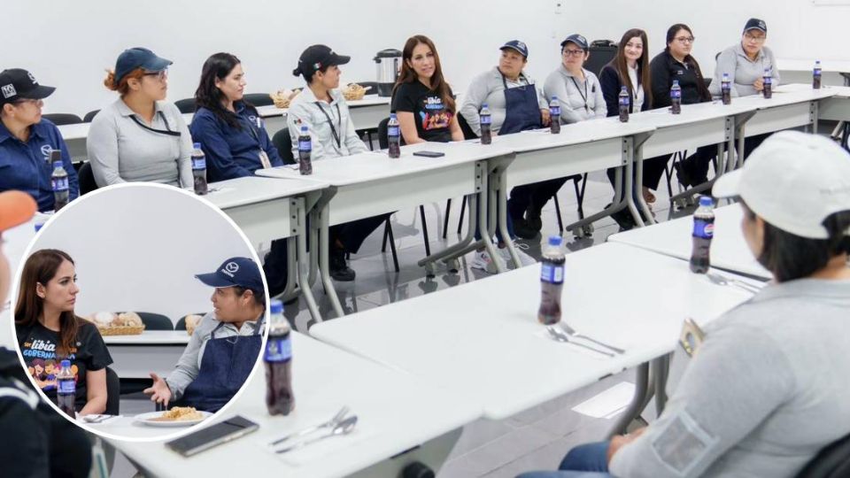 En el arranque de su campaña Libia Dennise convivió con mujeres trabajadoras del turno nocturno de la Planta Mazda de Salamanca.