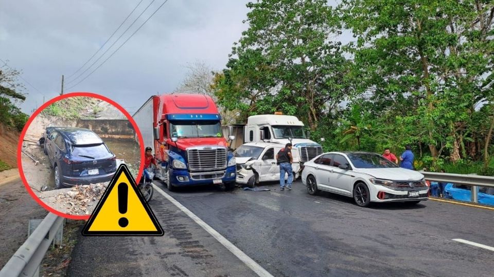 Carambola en carretera del sur de Veracruz deja 5 lesionados