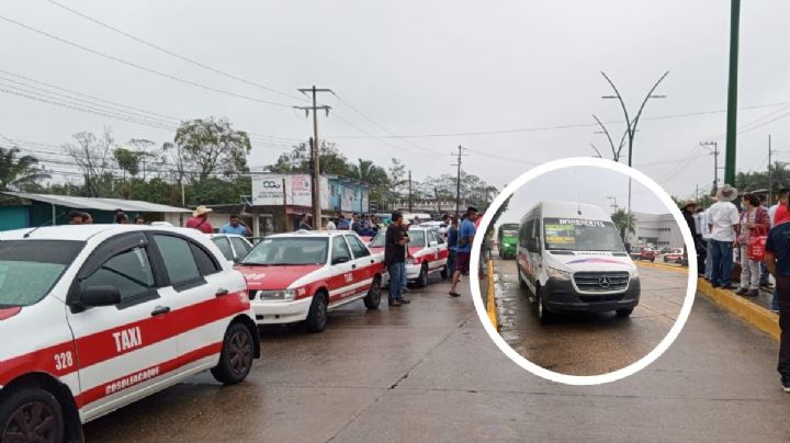 Estalla conflicto en el sur de Veracruz por ingreso de "combis" urban: taxistas se oponen