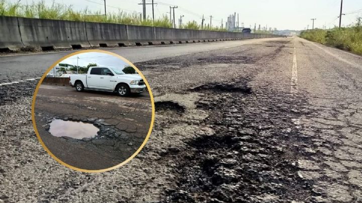 Le ganan al gobierno: empresarios tapan baches en carretera de Coatzacoalcos