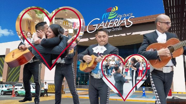 Con todo y mariachi, hombre pide matrimonio a su pareja en Galerías Pachuca I Fotos
