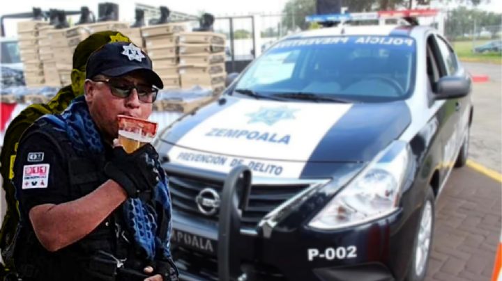 Captan a policía en Hidalgo tomando cerveza en horas laborales, lo "queman" en redes