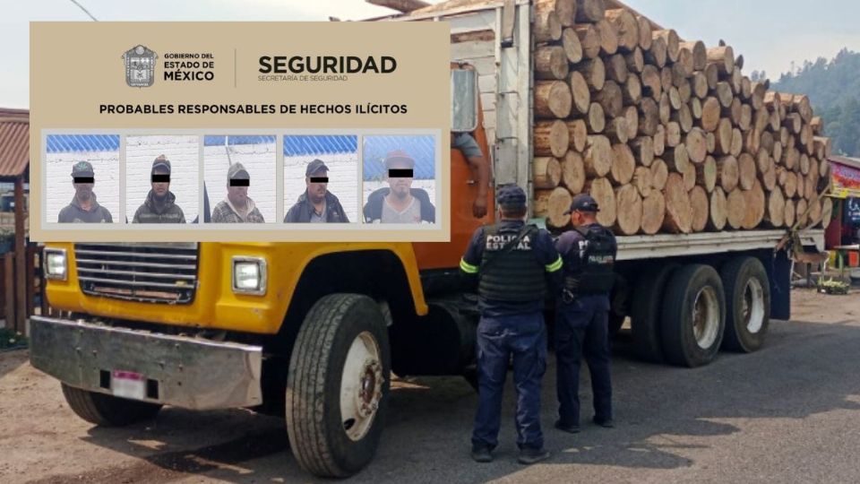 Aseguran cargamento de madera ilegal en Ocuilan; hay 5 detenidos