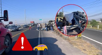 Accidente en la México-Tuxpan: auto queda entre valla metálica, hay lesionados