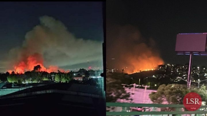Se reaviva incendio en vaso regulador de Edomex: así se ve el fuego desde el Valle de México