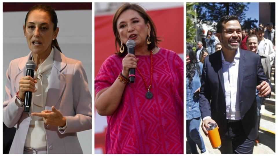 Claudia Sheinbaum, Xóchitl Gálvez y Jorge Álvarez Máynez.