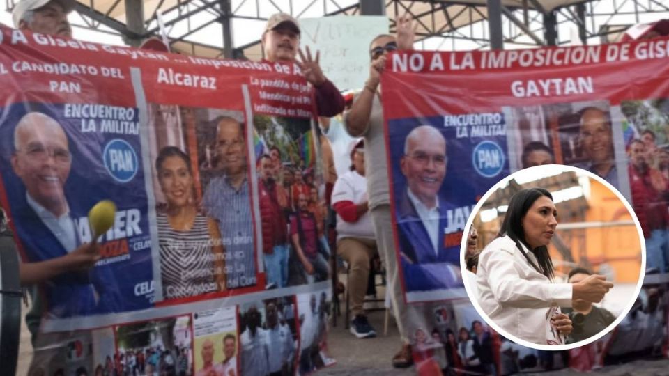 Durante un evento de campaña de Alma Alcaraz, morenistras protestaron contra la candidatura de Gisela Gaytán en Celaya