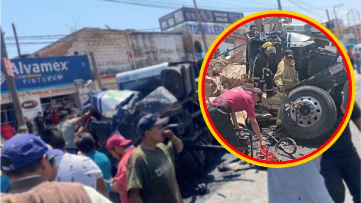 Camión sin frenos arrastra vehículos en la “Bajada de la muerte” de Tulancingo | VIDEO