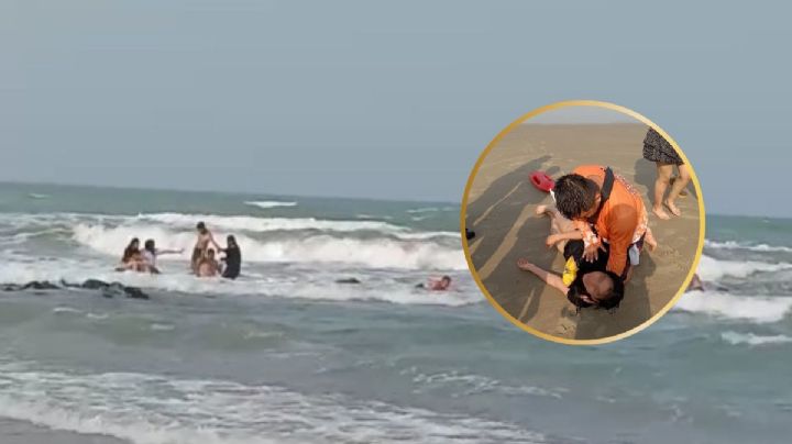 Autoridades rescatan a 5 personas a punto de ahogarse en playas de Tuxpan