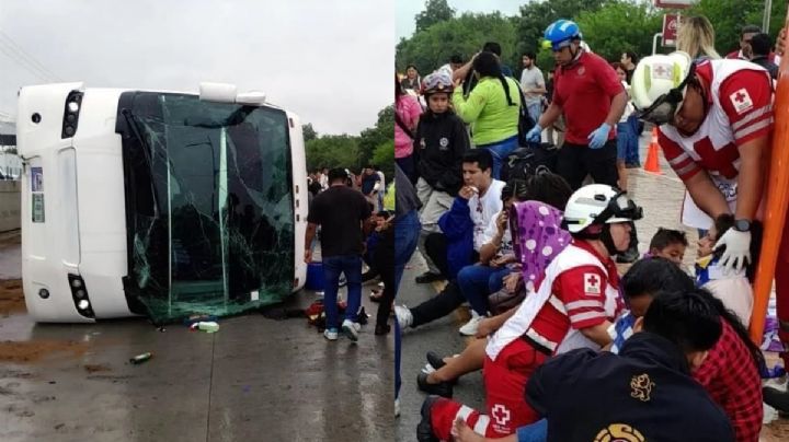 Carreterazo: Vuelca autobús en Nuevo León y deja 53 lesionados