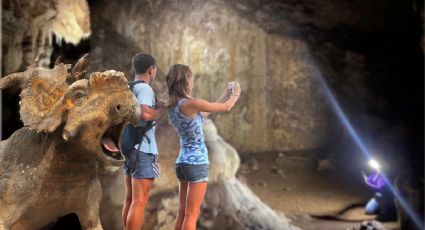 Viaja al “centro de la Tierra” desde Hidalgo con una cueva donde hay un fósil de dinosaurio