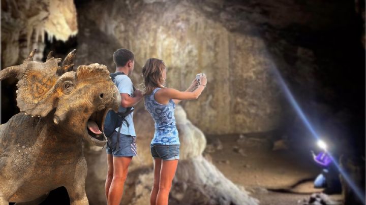 Viaja al “centro de la Tierra” desde Hidalgo con una cueva donde hay un fósil de dinosaurio