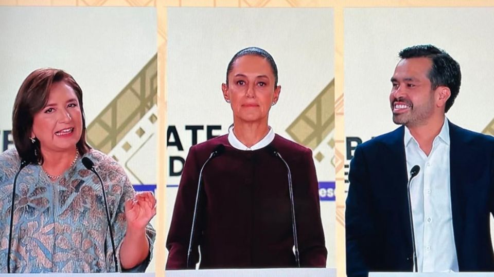 Los candidatos presidenciales Xóchitl Gálvez, Claudia Sheinbaum y Jorge Álvarez Máynez
