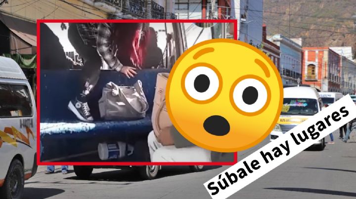 Solo en Pachuca: Puerta de combi se descompone y así tuvieron que salir los pasajeros