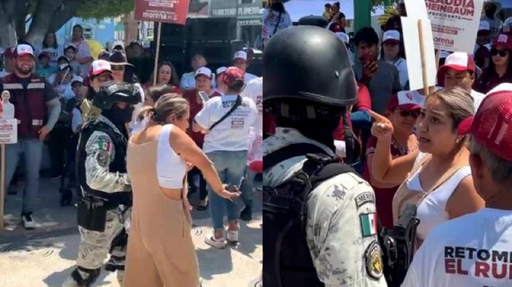 Trifulca en mitin de Morena en Guanajuato: se estresa la Guardia Nacional