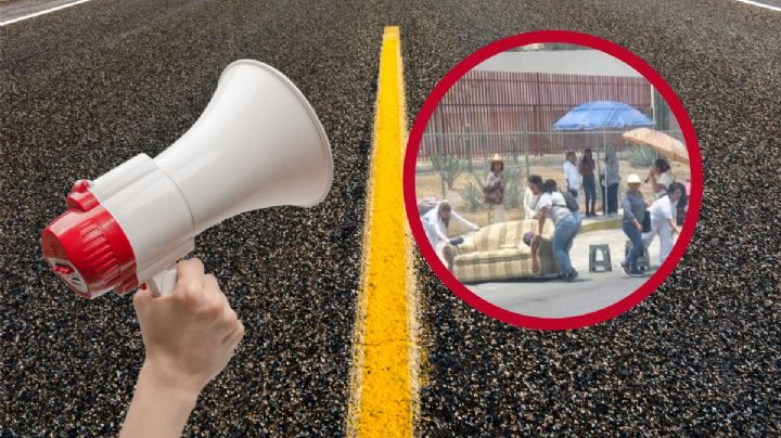 Bloqueo en carretera de Hidalgo: Trabajadores de salud colocan sillones en la vía